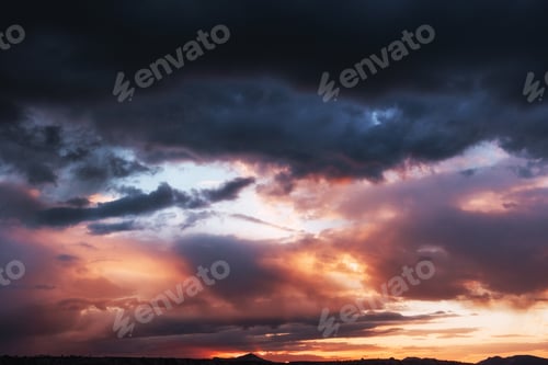 Preview: colorful sky with sun background in mountains. sunset, sunrise.