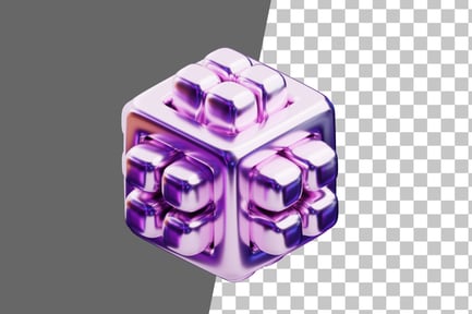 Preview: Chromatic Abstract Purple Twisted Cube 3D Icon