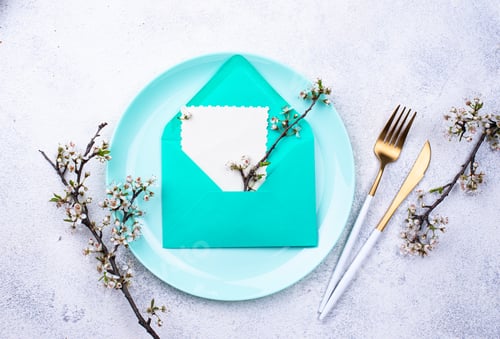 Preview: Spring table setting with envelope