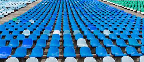 Preview: panorama of stadium empty row seats on the open air place before concerts