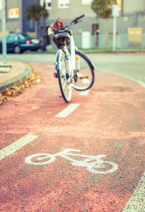Preview: Bicycle road symbol over street bike lane with bicycle