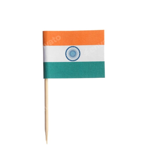 Preview: Small paper flag of India isolated on white