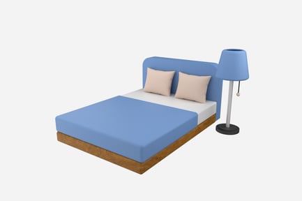 Preview: Bedroom with Neat Bed 3D Illustration