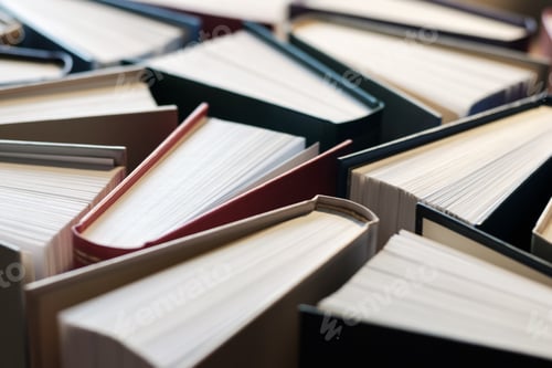 Preview: background of many books in hard covers