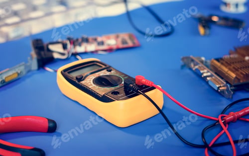 Preview: Closeup of multimeter electric measure meter