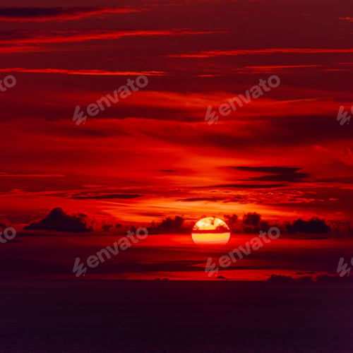 Preview: Fiery orange sunset sky. Beautiful sky.