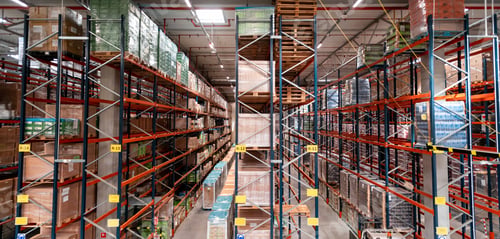 Preview: Huge distribution warehouse with high shelves
