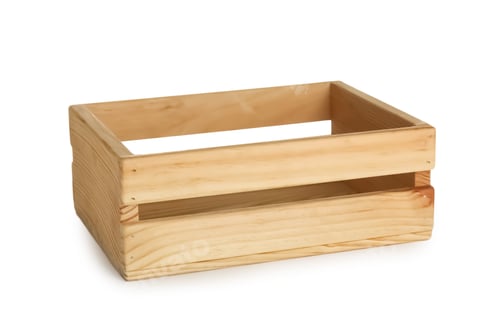Preview: Wooden crate on white background. Shipping container