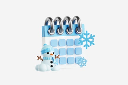 Preview: 3D Winter Calendar with Snowman and Snowflakes
