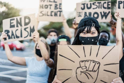 Preview: People from different culture and races protest on the street for equal rights