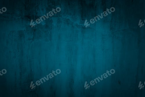 Preview: Vintage grunge blue concrete texture studio wall background with vignette.