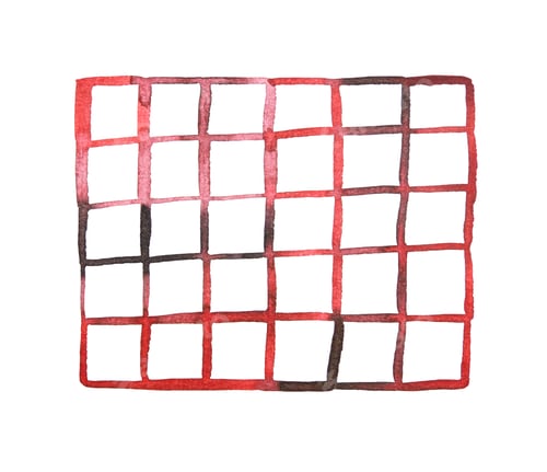 Preview: Abstract red grid on white background: hand-painted watercolor with geometric
