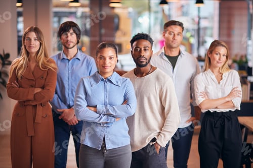 Preview: Portrait Of Multi-Cultural Business Team In Modern Multi-Cultural Office