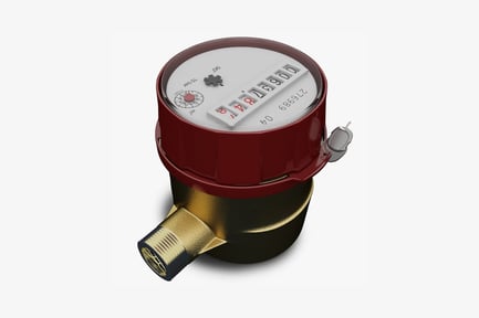 Preview: Water meter with circular dial and brass fitting