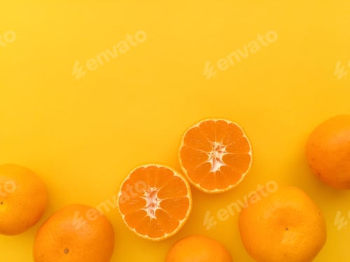 Preview: Mandarines on a yellow background