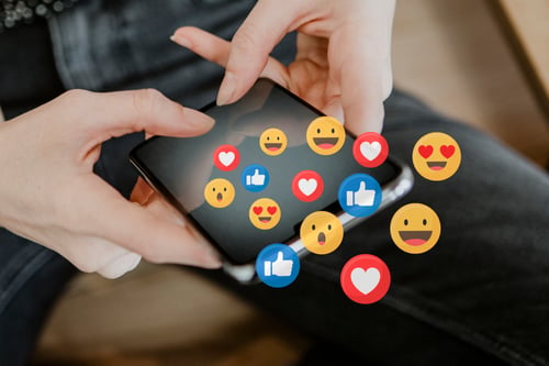 Social Media Emojis on a Smartphone Screen