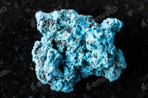 Preview: sample of rough shattuckite mineral on black