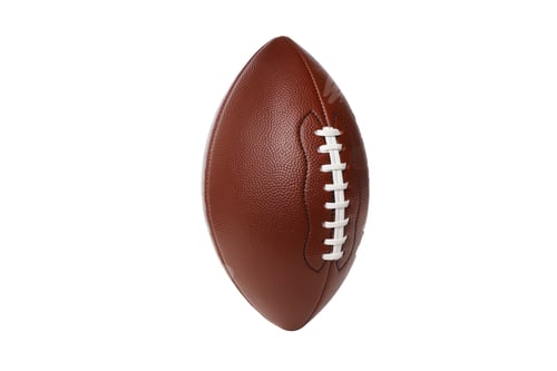 Preview: Brown football on white surface, game ready, on white background