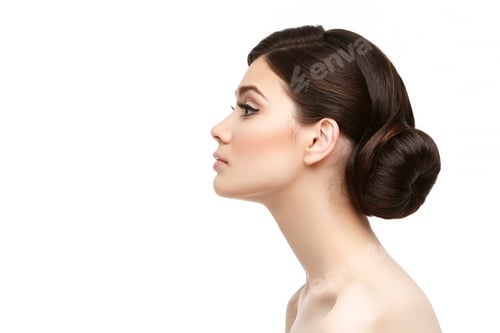 Preview: Beautiful Brunette Woman Profile with Elegant Hairstyle