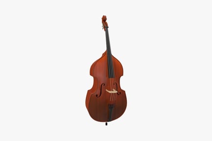 Preview: Upright double bass with bow and tensioned strings