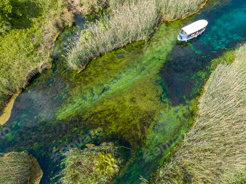 Preview: Turkey Akyaka Azmak River, Travel concept photo, landscape view from above with drone