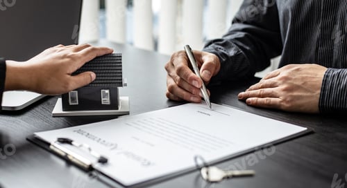 Preview: Signing Home Rental Agreement Document in Office
