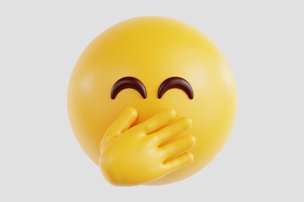 Preview: 3D Narrow Eyes With Hand Over Mouth Emoji