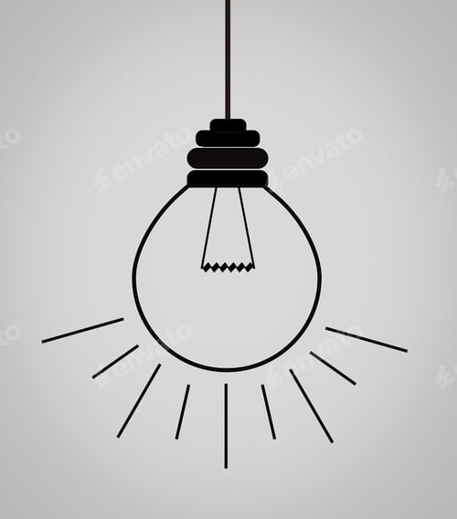 Preview: Light bulb illustration on grey background. Concept of creative idea and innovation