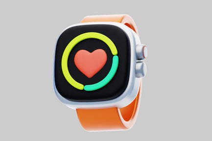 Preview: Apple Watch with black face and orange band