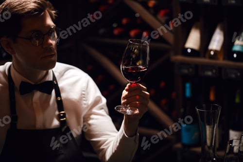 Preview: Cavist at wine store, sommelier at restaurant, wine critic. Wine Degustation.
