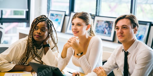 Preview: Professional diverse business people having collaboration team meeting in an office