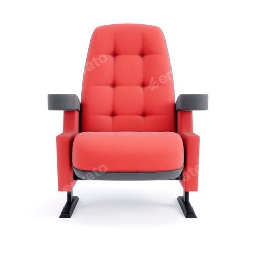 Preview: Cinema chair isolated on white background. Front view. 3d illustration.