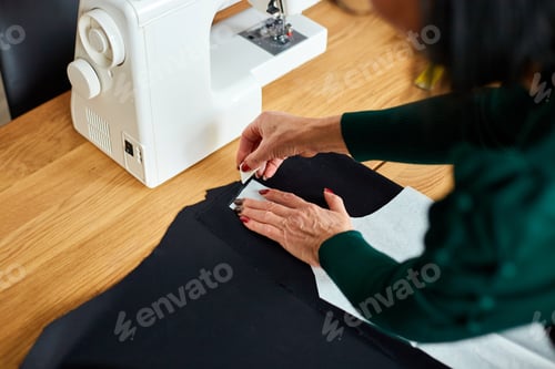 Preview: Step by step, Woman dressmaker female making sewing patterns