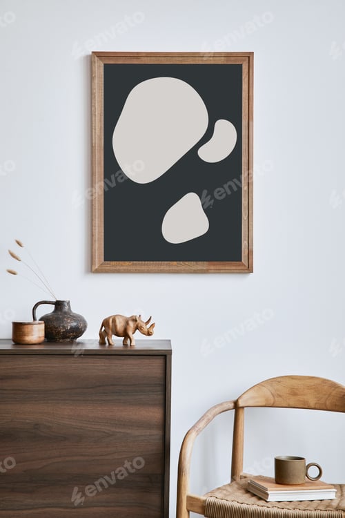 Preview: Minimalistic composition of creative living room interior