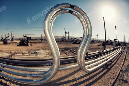 Preview: Curved pipes in oil field