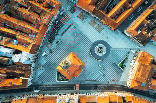 Preview: Aerial drone vertical view of The Council Square in Brasov, Romania