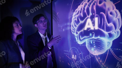 Preview: Ai using. Business team using technology artificial intelligence or Ai assistant.