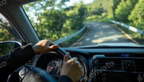 Preview: people driving car on mountain road