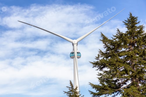 Preview: Wind Turbine on top of Grouse Mountain during sunny winter season