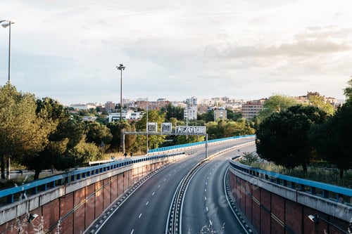 Preview: Empty highway in Madrid Spain