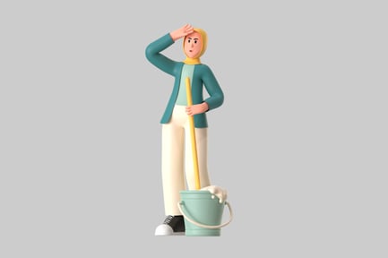 Preview: Hijab Woman with Bucket and Mop
