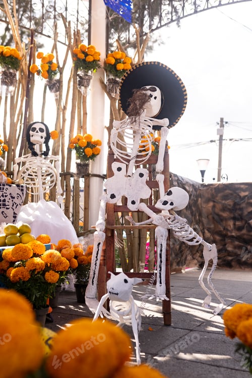 Preview: A skeleton day of the dead altar in Mexico