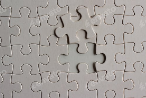 Preview: Close up image of blank white puzzle