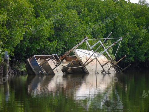 Preview: Sunken boat in Endeavour River, Queensland Australia