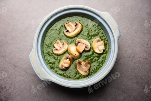 Preview: Palak Mushroom is an Indian curry dish