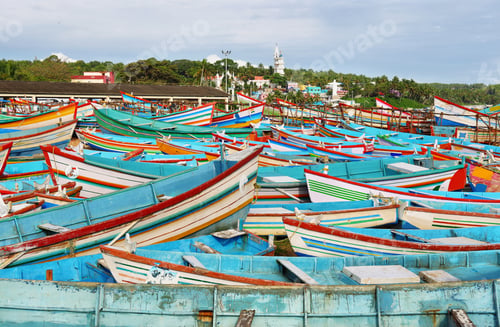 Preview: Fishing boats at Vizhinjam harbor, Kovalam, Kerala, India