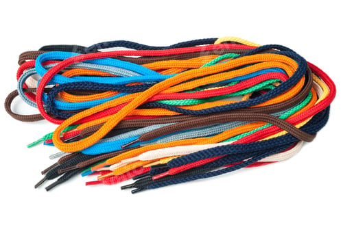 Preview: Multicolored shoe laces on white background