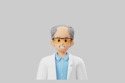 Preview: Cartoon doctor character with orange glasses