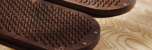 Preview: Banner wooden acupressure boards with metal spikes on light wooden floor