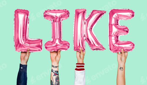 Preview: Pink alphabet helium balloons forming the text like